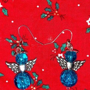 Semi Glass Bead Angel Earrings
